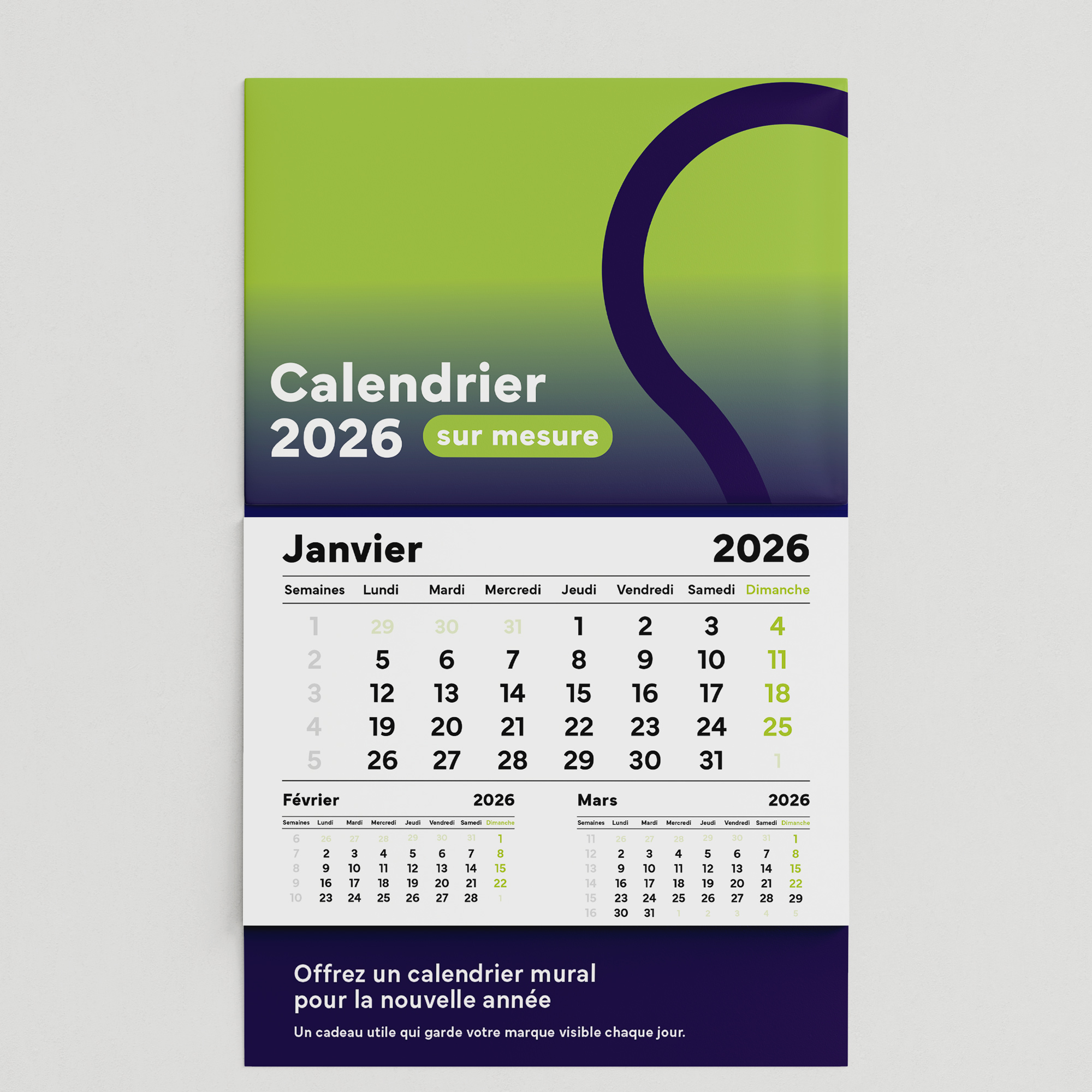 Calendrier mural détachable